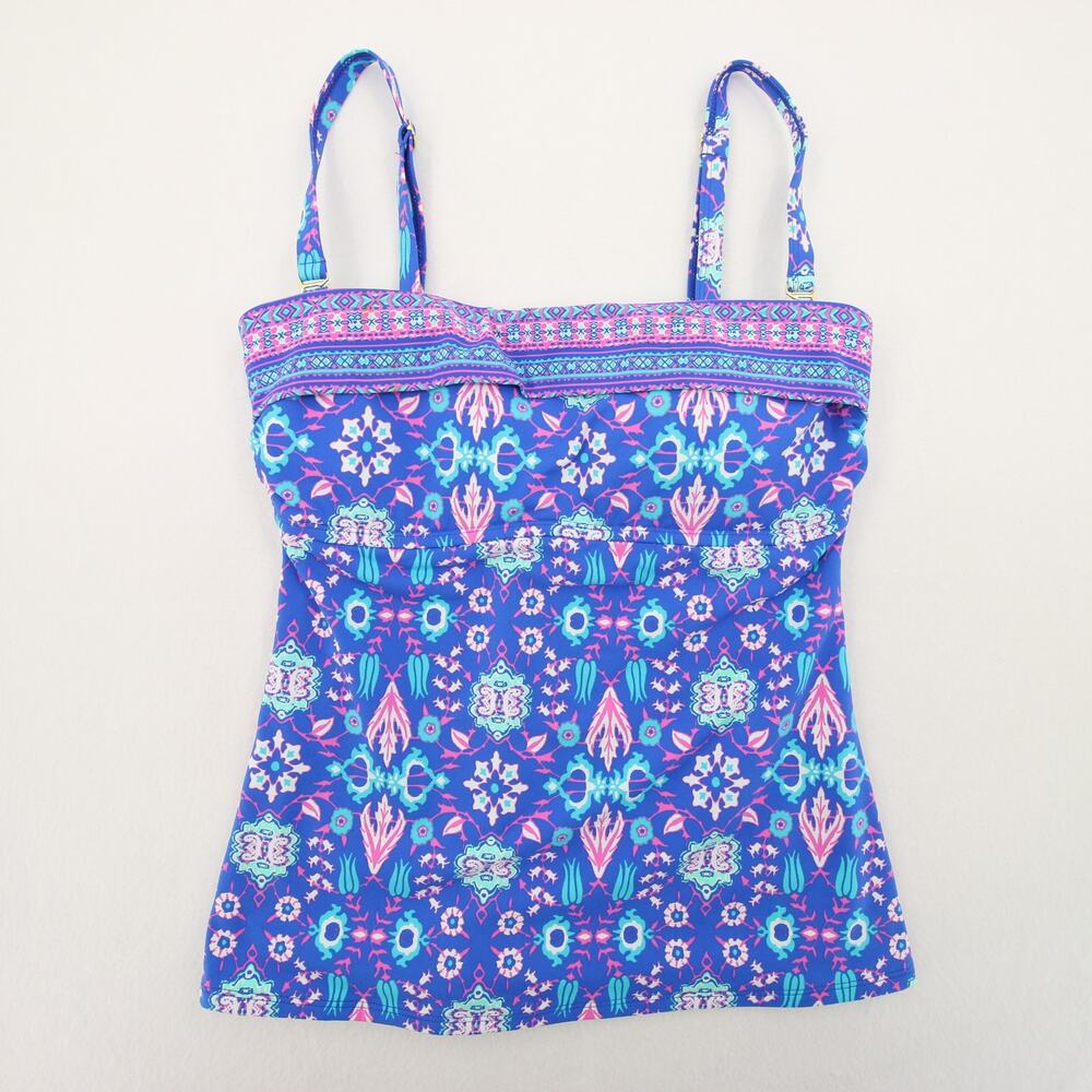 Bleu Rod Beattie Tankini Top Purple Blue Floral Strapless Detachable Straps 6